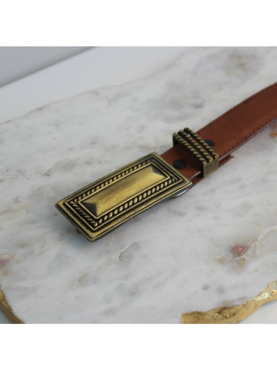 Montana Silversmiths Reflexions Western Belt L Brown Leather Brass Buckle main image 4